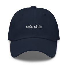 This cap is très chic with any outfit. Message embroidered on 100% cotton twill fabric. Adjustable strap with buckle. One size. Unisex. Trendy Dad Hat With Letter Embroidery And Curved Bill, Trendy Dad Hat With Embroidered Logo And Curved Visor, Trendy Cotton Dad Hat With Visor, Trendy Cotton Hat With Curved Bill, Chic Cotton Hat With Curved Brim, Trendy Hats With Letter Embroidery And Curved Brim, Trendy Spring Dad Hat With Embroidered Logo, Trendy Cotton Baseball Cap With Embroidered Logo, Trendy Embroidered Cotton Baseball Cap