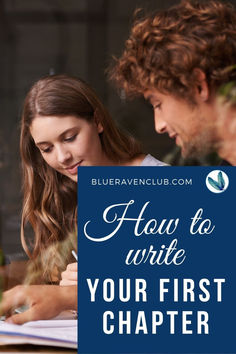 a man and woman are writing on paper with the words how to write your first charter