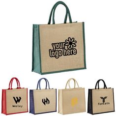 an image of a shopping bag with the words you logo here on it and four colors to choose from