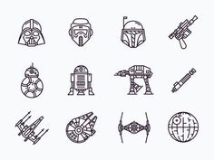 the star wars icons are drawn in black and white