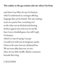 a poem written in black and white with the words,'the castle at the station asks me where i'm from