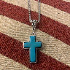 Silver 18” Chain, Extension Chain, Semiprecious Stone Cross Pendant 1.25” X 1” Wide Turquoise Cork Necklace, Kid Pendant, Geode Necklace, Stone Cross, Floral Pendant Necklace, Stainless Steel Chain Necklace, Letter Pendant Necklace, Moon Pendant Necklace, Necklace Turquoise