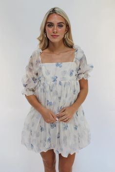 Girlhood Babydoll Dress Sofie The Label Church Dress Outfit, Aesthetic Dress Outfit, Spring Formal Dresses, Flowy Dress Short, School Dance Dresses, Aesthetic Dress, Bubble Hem, Church Dresses, Sweetheart Dress