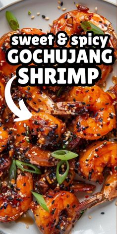 sweet and spicy gochujuang shrimp on a plate