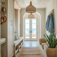 68 Coastal Sanctuary Entryways: Where Surfside Elements Meet Boho Comfort Coastal Entryway Ideas, Coastal Foyer, Foyer Designs, House Front Porch, Beach House Interior Design, Foyer Design, Coastal Living Rooms, Coastal Colors