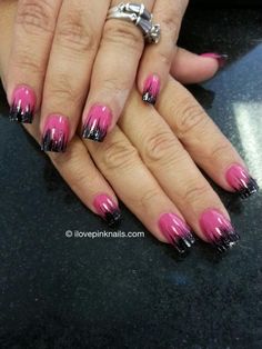 Black And Pink Nails, Black And Blue Nails, Black Ombre Nails, Camo Nails, Penguin Tattoo, Nagel Design, I Love Pink, Gothic Nails, Blue Nail Art