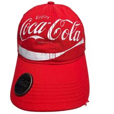 Enjoy Coca-Cola Hat Red Baseball Cap Adjustable Strapback Bottle Opener New With Tags Red Snapback Fitted Hat, Red Snapback Casual Fitted Hat, Red Casual Snapback Fitted Hat, Casual Red Snapback Baseball Cap, Casual Red Baseball Cap For Streetwear, Red Casual Baseball Cap, Red Casual Baseball Cap One Size Fits Most, Red Baseball Cap With Curved Visor, Trendy Red Baseball Cap For Sports