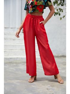 The EMES SHOP pants are detailed with a fun drawstring waist detail that is easily adjustable for your comfort. Features a palazzo style silhouette. solid color. and slant pockets. Style it with a halter cropped top for a dazzling look this season.MATERIAL:100% Soft Poly MEASUREMENTS:Trousers length 40"-42"in Small |Waist: 26"-28"in |Hip: 38"-40"in Medium|Waist: 28"-30"in |Hip: 40"-42"in Large|Waist: 30"-32"in |Hip: 42"-44"in XL |Waist: 32"-34"in |Hip: 44"-46"in Lace Bandage Dress, Wide Leg Pants Women, Palazzo Style, Streetwear Fall, Spring Dresses Women, Shop Pants, Luxury Wear, Red Cocktail Dress, Womens Clothing Stores