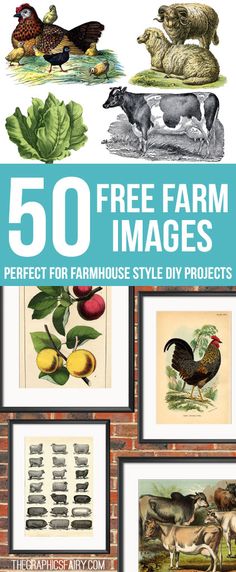 350 Free Farm Images Do It Yourself Decoration, Farmhouse Printables, Farm Images, Vintage Clipart, Dekor Diy, Crafts And Diy, Graphics Fairy, Ideas Vintage, Images Vintage