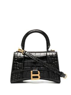 Shop Balenciaga crocodile effect tote bag with Express Delivery - FARFETCH Sacs Tote Bags, Luxury Purses, Balenciaga Bag, Black Leather Handbags, Black Shoulder Bag, Logo Stamp, Black Tote Bag, Black Handbags, Womens Tote Bags