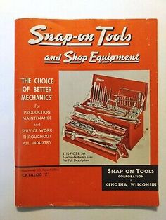 the snap - on tools and skip equipment book is open to show it's contents