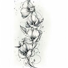 Sweet Pea Tattoo Art Set Sweet Peas Flowers Tattoo, Sweet Pea Shoulder Tattoo, Sweatpea Tattoos, Tattoo Sweet Pea, Sweet Pea Flowers Tattoo, Sweet Pea Flowers Drawing, Sweet Pea Tattoo Design, Daisy And Sweet Pea Tattoo, Sweat Pea Tattoo