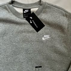 Nike Air Sportswear Club Fleece Crewneck Sweater Men’s Size: S Nwt. Never Worn Heather Gray Nike Casual Gym Sweatshirt, Casual Nike Sweatshirt For Gym, Fleece Crew Sweats For Athleisure, Fleece Crew Sweats In Athleisure Style, Gray Athleisure Sweater For Sports, Fleece Sweats In Athleisure Style, Nike Fall Crew Neck Activewear, Gray Fleece Sweatshirt For The Gym, Nike Casual Sweatshirt With Moisture-wicking