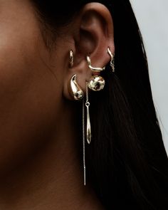 Droplet Threads - F+H Studios Minimalist Jewellery, F H, Thread Earrings, Jewellery Design, Jewelry Inspo, Pierced Ears, Modern Jewelry, Minimalist Jewelry, Gold Plating