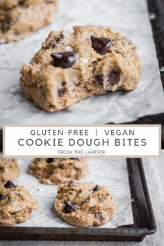 gluten - free vegan cookie dough bites with chocolate chips on the side