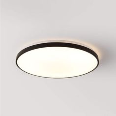 a white ceiling light with black trim