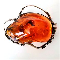 This Antique Piece Is Set In Sterling. The Amber Does Change Color Under A Black Light. Amazing Collectors Piece Please Make Sure To Look At All Photos And Ask Any Questions Before Purchasing. Bundle And Save Baltic Amber, Black Light, Color Orange, Make Sure, A Black, Color Change, Brooches, To Look, Amber