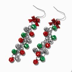 Claire's Christmas Bells & Bow Drop Earrings Christmas Earrings Handmade, Crown Hair Clip, Sensitive Ears Earrings, Piercing Kit, Flower Crown Hairstyle, Word Bracelet, Holiday Earrings, Jewelry Words, Bags For Teens