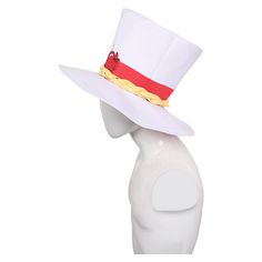 Themed Fitted Hat For Cosplay, White Themed Costume Hats And Headpieces, Themed White Costume Hats And Headpieces, White Novelty Halloween Costume Hats And Headpieces, White Novelty Halloween Costume Hat, Fitted Hat For Cosplay, White Novelty Adjustable Costume Accessories, White Adjustable Novelty Costume Accessories, Novelty Costume Hat For Cosplay