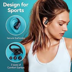 The GNMN V7 Bluetooth earphones are designed to be a versatile fitness companion. With IPX7 waterproof and sweatproof design, you can wear these earphones when doing various activities including running, jogging, volleyball, basketball, football, etc. The ergonomic design of the ear hooks ensures a secure fit for active users during their workouts, hiking or cycling, etc. Digital Display Charging Case allows you to charge earbuds anytime anywhere. Gopro Case, Running Earbuds, Kids Headphones, Headphones Wireless, Sports Workout, Ear Buds