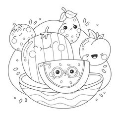 This adorable illustration is perfect for a coloring book or to add some fun to your planner. It's also great for stress relief or just a little bit of zen.    #kawaii #coloringbook #illustration #cute #art 4th Of July Coloring Pages, July Coloring Pages, Kawaii Coloring Book, Kawaii Coloring Pages, Printable Flower Coloring Pages, People Coloring Pages, 4 Th Of July, Manga Coloring Book, Coloring Books For Kids