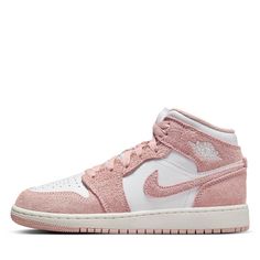 * Leather upper   * Suede overlay   * Perforated toe box   * Encapsulated Air unit   * Cupsole midsole   * Rubber outsole   * Color: White/Legend Pink/Sail   * Style: FN7432-161 Jordan 1 Mid Pink, Air Jordan Mid, Pink Jordans, Cazal Sunglasses, Air Jordan 1 Mid Se, Black Legends, Air Jordan 12 Retro, Womens Air Jordans, Jordan 12 Retro