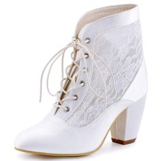 a white high heeled shoe with lace on the side