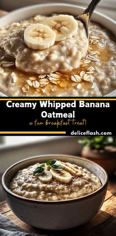 creamy whipped banana oatmeal in a bowl