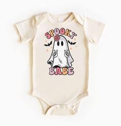 Spooky Babe Toddler Shirt, Halloween Baby Onesie®, Retro Kids Shirt, Retro Halloween Bodysuit, Spooky Baby Onesie®, Spooky Babe Youth Shirt, Cute Baby Onesie®, Toddler Shirt, Funny Halloween Baby Clothes, Funny Halloween Bodysuit, Kids Shirt, Cute Halloween Clothes, Halloween Gift for Kids, Halloween Youth Shirt, Halloween Toddler Shirt, My First Halloween Welcome to SareKidsStyle! HOW TO ORDER * Please review all the information provided before placing an order. 1. Select the style and size usi Halloween Cotton Onesie For Playtime, Halloween Playtime Cotton Onesie, Playful Halloween Onesie With Cartoon Print, Playful White Onesie With Funny Print, Cute Halloween Onesie For Playtime, Cute Cotton Halloween Onesie, White Halloween Onesie In Casual Style, Cute White Halloween Onesie, Casual White Onesie For Halloween