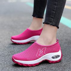 Breathable Comfortable Cushioned Sneakers Light Weight, Quality Sneakers Work Nursing Sports Yoga Sporty Pink Slip-on Sneakers For Spring, Casual Slip-on Sneakers With Air Cushioning For Sports, Pink Sporty Slip-on Sneakers For Jogging, Sporty Pink Breathable Slip-on Sneakers, Casual Slip-on Sneakers With Air Cushioning For Light Sports, Pink Sneakers With Arch Support For Spring, Casual Pink Walking Shoes With Round Toe, Comfortable Breathable Pink Slip-on Sneakers, Casual Pink Walking Shoes For Sports