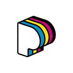 the letter d is made up of multicolored paper and has a rounded shape