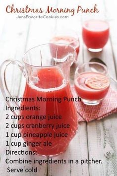 the recipe for christmas morning punch is shown