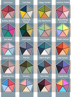 the color chart for different shapes and sizes