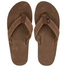 Rainbow Sandals Single Layer Mens Sandals Brown Leather Flip Flops For Outdoor, Outdoor Leather Brown Flip Flops, Brown Leather Outdoor Flip Flops, Leather Flip Flops With Rubber Sole For Outdoor, Outdoor Leather Flip Flops With Rubber Sole, Adjustable Brown Leather Sport Sandals, Mens Sandals Beach, Shower Sandals, Shoes Business