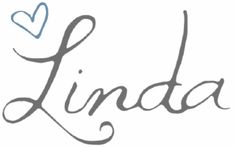 the word linda written in cursive writing with a heart on it's side