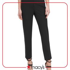 in stock Sleek Tapered Leg Spring Pants, Classic Black Cropped Leg Pants, Chic Cropped Leg Pants For Formal Occasions, Sleek Ankle-length Spring Pants, Sleek Spring Ankle-length Pants, Sleek Ankle-length Dress Pants For Spring, Sleek Ankle-length Spring Dress Pants, Classic Ankle-length Dress Pants For Night Out, Black Cropped Leg Pants For Formal Occasions