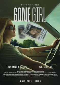 the movie poster for gone girl with a woman driving in a car and another person looking out the window