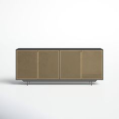 the sideboard is made out of wood and metal