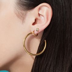 These hypoallergenic stainless steel hoops measure in at 11mm (a little under half an inch) and look perfect on their own or as part of an ear stack. Ear Stack, 18k Gold, Gold Plate, Hoop Earrings, Angeles, Plating, Yellow Gold, Stainless Steel, Gold