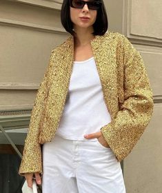 Sequin Coats, Stand Collar Coat, Ladies Short Jackets, Sequin Decor, Sequin Jacket, Solid Clothes, Style Streetwear, Short Coat, Long Sleeves Jacket