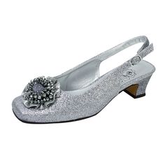 FLORAL Dara women's extra wide width evening dress pump will complete that polished look. This elegant ladies 1.5" low heel slingback accented with a decorative metallic beaded bow on the toe cap and an all metallic glitter body creates a style and looks that is eye-catching unique for that special occasion. Features: Extra Wide Width (E) Synthetic Rubber Sole 1.5" Low-Heel Decorative Beaded Bow Maximum Traction Outsole Questions? Contact Us Anytime Silver Shoes Low Heel, Beaded Bow, Wide Width Shoes, Low Heel Shoes, Wide Shoes, Slingback Shoes, Silver Shoes, Pump Dress, Slingback Pump