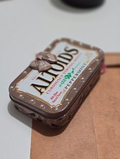 a close up of a piece of luggage on a table