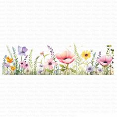 an image of flowers and butterflies on a white background with the words, springtime