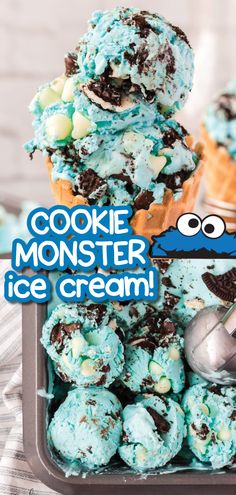 cookie monster ice cream recipe in an ice cream container