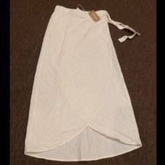 Nwt Revamped Linen Collection Women’s S Cream Long Overlap Skirt Waist Tie Cotton Wrap Skirt For Vacation, Casual Summer Wrap Skirt With Tie Waist, Casual Tie Waist Maxi Skirt For Summer, Casual Summer Maxi Skirt With Tie Waist, Cotton Wrap Skirt For Summer Day Out, Casual Cotton Wrap Skirt For Vacation, Spring Cotton Wrap Bottoms, Casual Wrap Skirt With Tie Waist For Day Out, Casual White Skirt With Tie Waist