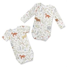 Woodland Toile Collection Sweet Jojo Designs 2 pack bodysuit sets put your infant in our super soft baby bodysuits to ensure a stylish and comfy look while being lightweight for any occasion. Our baby bodysuits 2 pc set comes with a matching short sleeve bodysuit and a long sleeve bodysuit that is ready to be the perfect baby outfit wearable year round. We have created our infant body suits with easy snap closures and a overlap shoulder neckline that allows changing diapers (and quick emergency White Printed Onesie For Bedtime, White Cotton Bodysuit For Bedtime, White Spring Bodysuit For Bedtime, Cotton Long Sleeve Bodysuit For Bedtime, Playful White Short Sleeve Bodysuit For Loungewear, White Playful Short Sleeve Bodysuit For Loungewear, Baby Clothes Onesies, Kids Throw Pillows, Newborn Bodysuit