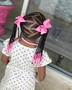 Kid Braid Styles With Beads, Beautiful Knotless Braids, Knotless Braids Kids, Beaded Braids, Kid Braids, Braided Hairstyles For Black Kids, School Braids, Braids Kids, Daughter Hairstyles