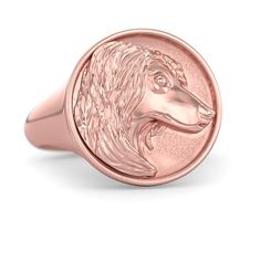 This amazing little Afghan Hound Classic Round Signet Ring is a perfect representation of the Afghan Hound Breed. This cute Classic Round Signet Ring is available in a size 5 and up to a size 9 . The top of the ring measures 14mm wide. This Classic Round Signet Ring is very authentic and Made in the USA. The Classic Round Signet Ring can be ordered in your choice of Sterling Silver, 14k White Gold, or 14k Yellow Gold. The Sterling Silver have a lightly hand burnished oxidized finish which really Classic Polished Round Cut Signet Ring, Classic Signet Ring With Round Stone For Gift, Polished Round Signet Ring Collectible, Rose Gold Polished Finish Round Cut Signet Ring, Silver Gold-plated Round Signet Ring, Hound Breeds, Afghan Hound, Memorable Gifts, Signet Ring