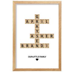 a scrabble print with the words'our little family '