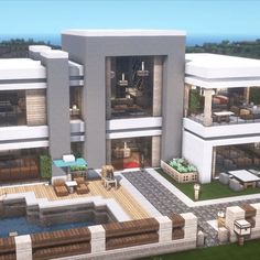 an image of a modern house in minecraft